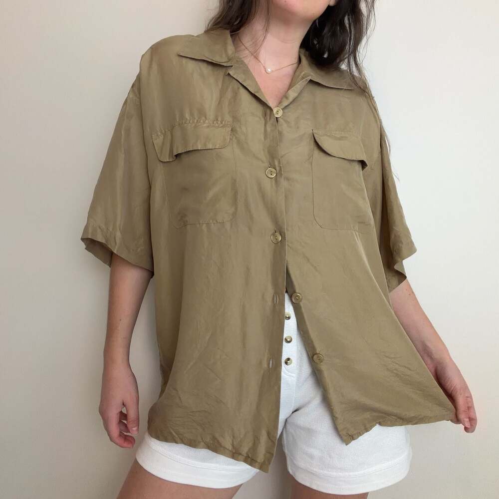 Vintage Silk Taupe Blouse